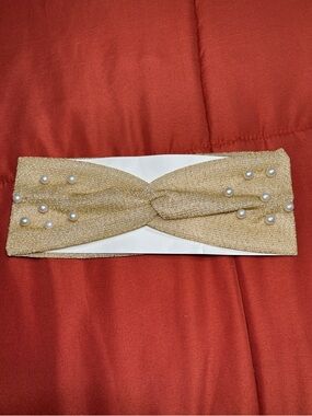 🥳Sale🥳 Pearl-Accent Shimmery Knotted Headband Turban - Gold Women’s Size